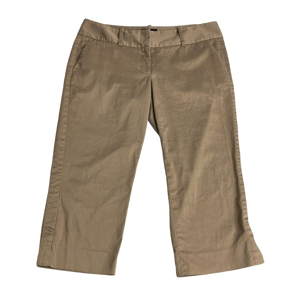 The Limited Drew Fit Capri Pants Women 12 Tan Khaki Stretch Cotton Career Crop